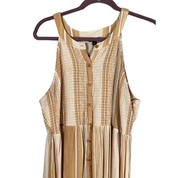 Torrid Top Women 12 Yellow Pullover Halter Striped Summer Feminine Dainty Retro - Picture 3 of 13